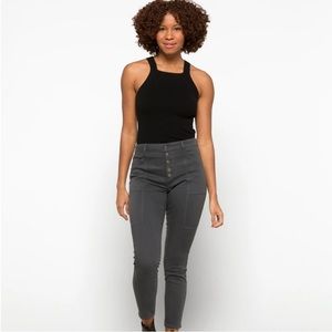 Pistola Los Angeles Gray High Rise Button Fly Cargo Jeans Size 33 Size 16